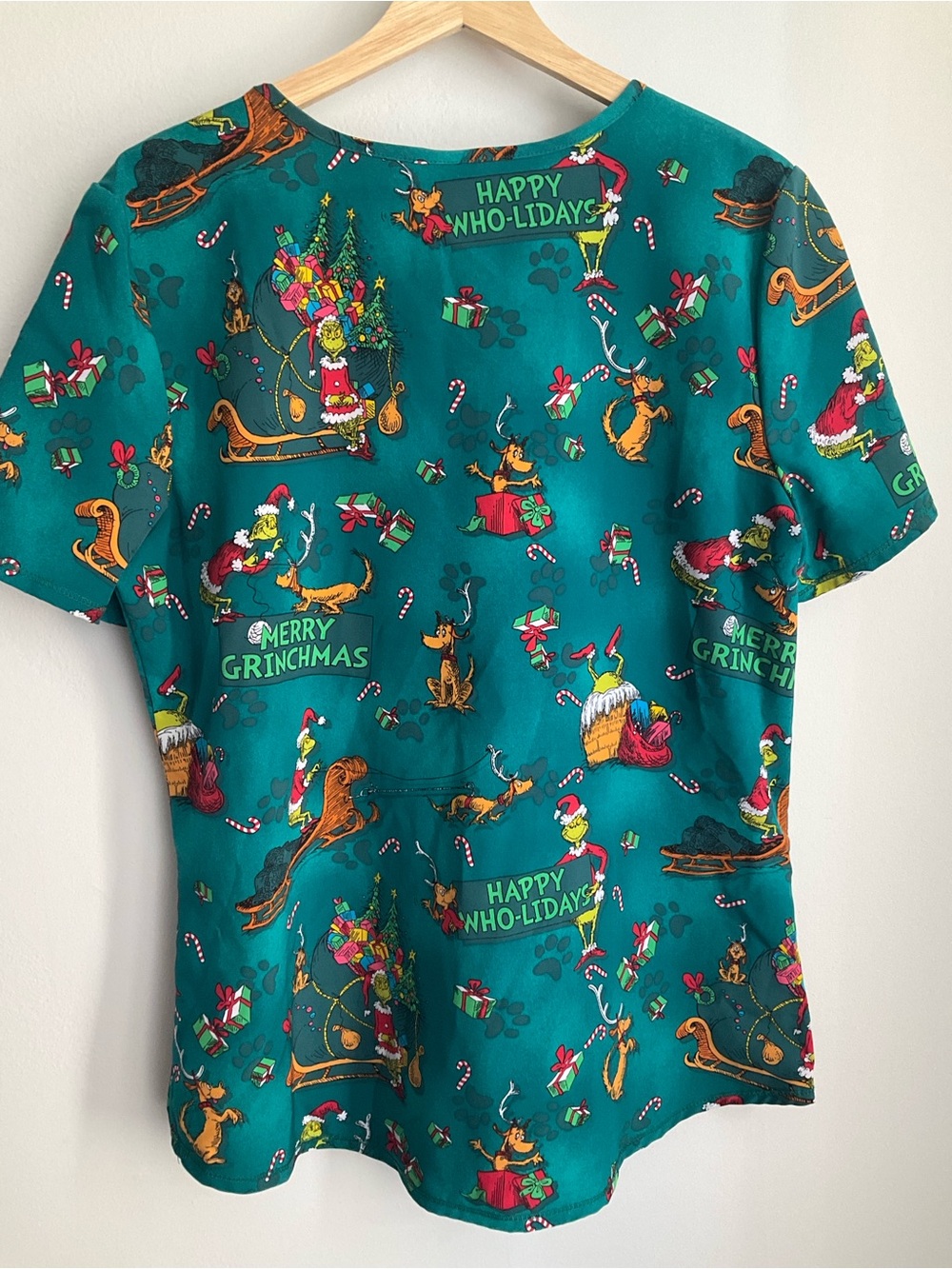 Scrubstar Dr. Seuss "Merry Grinchmas" Holiday Scrub Top - Picture 5 of 9
